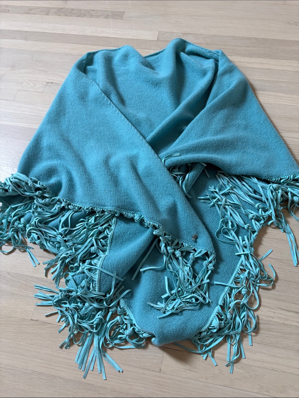 Teal Fringed Throw Blanket - Home Accents